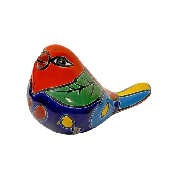Talavera Bird Hand-Painted Terracotta Mexican Folk Art with Ties 4" Long - Picture 2 of 8